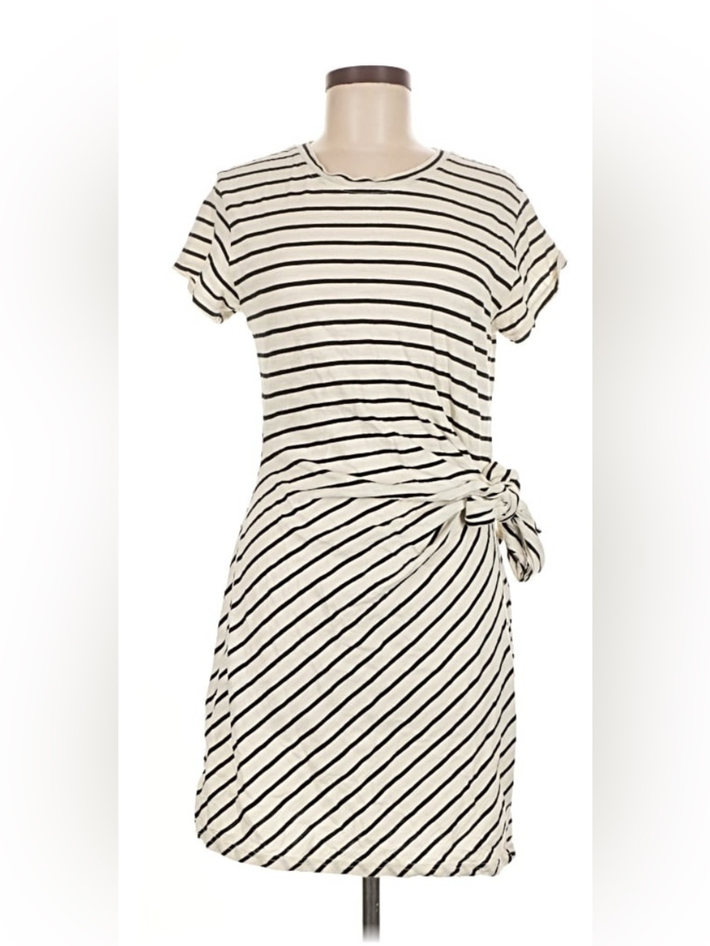GAP Cream and Black Striped Tie-Side Midi Dress